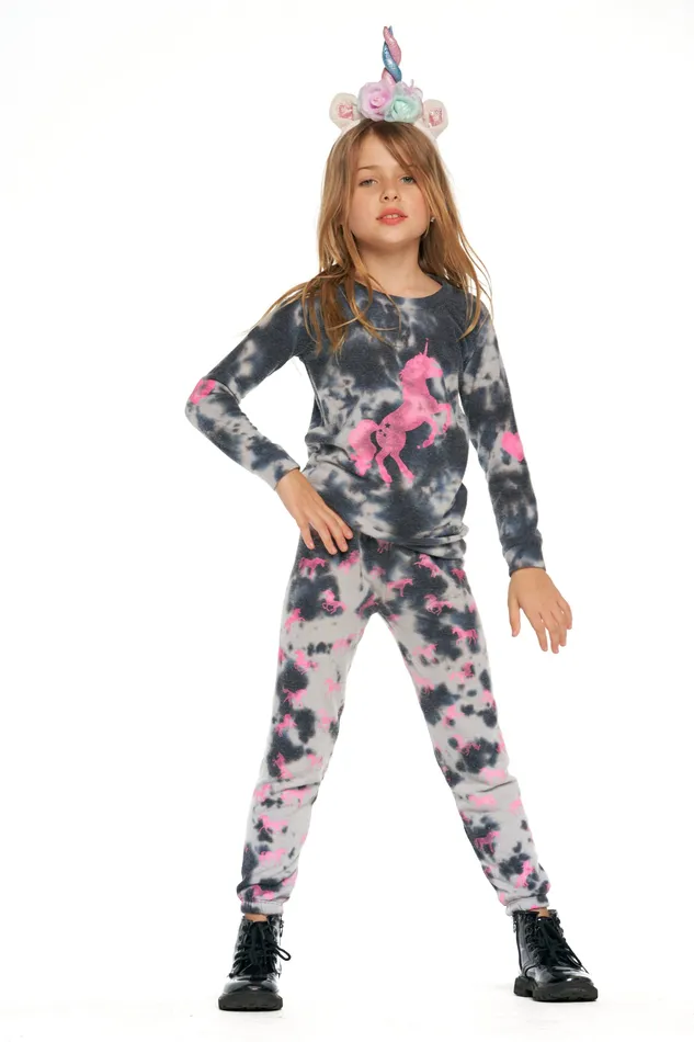 Bottoms Girls Sparkle Unicorn Pants Chaser Brand