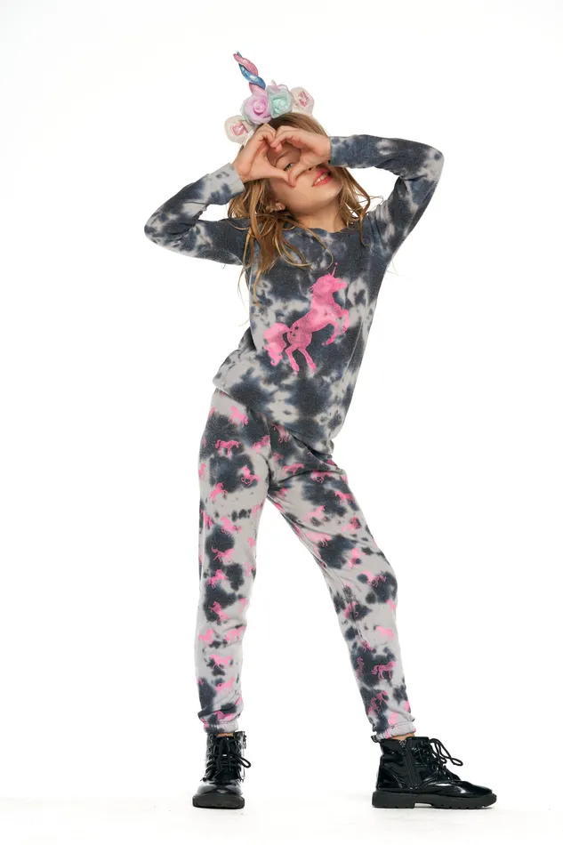 Bottoms Girls Sparkle Unicorn Pants Chaser Brand