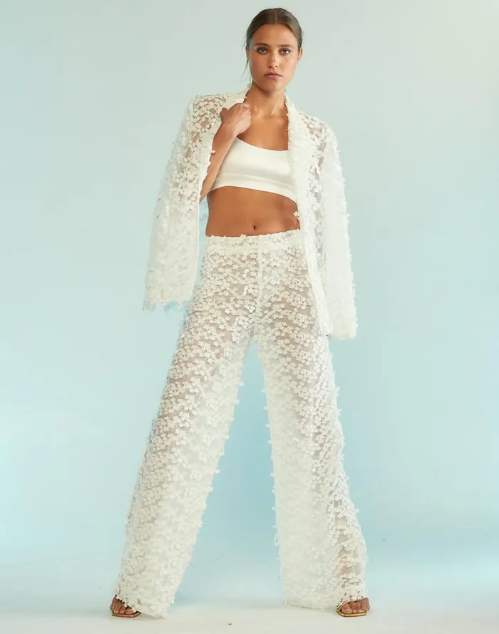 Bottoms Women Cynthia Rowley 3D Embroidered Tulle Pants