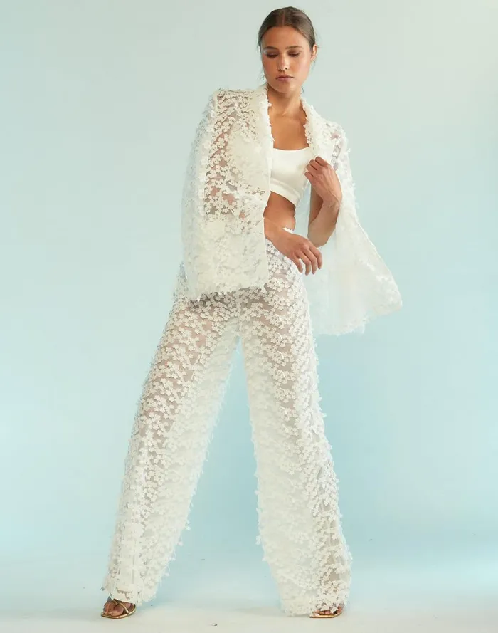 Bottoms Women Cynthia Rowley 3D Embroidered Tulle Pants