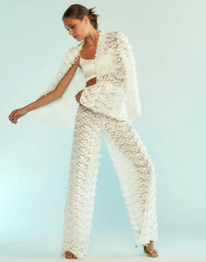Bottoms Women Cynthia Rowley 3D Embroidered Tulle Pants