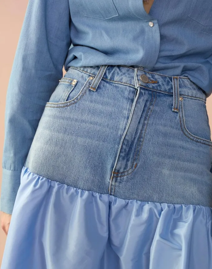 Bottoms Women Cynthia Rowley Denim Taffeta Skirt