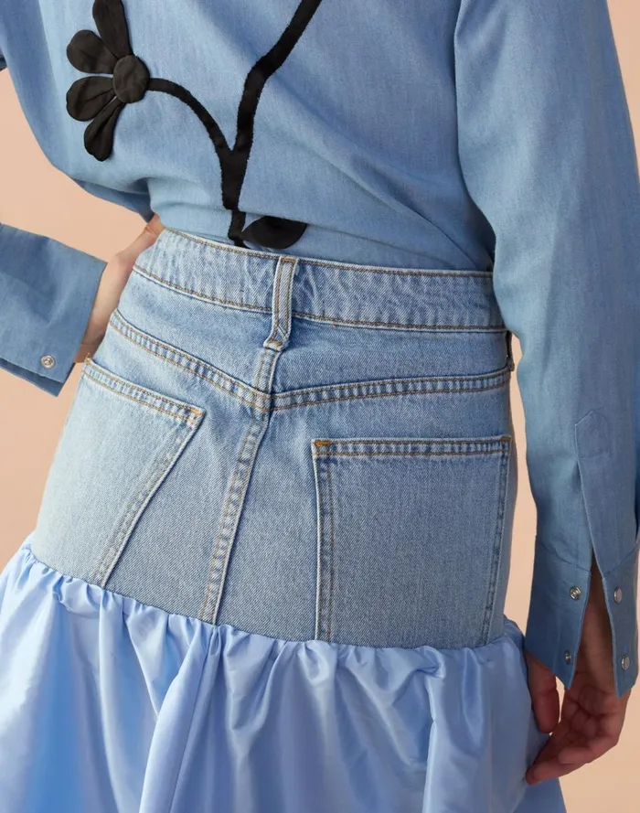 Bottoms Women Cynthia Rowley Denim Taffeta Skirt