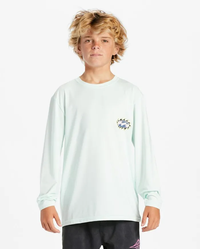 Boy039s Crayon Wave Long Sleeve UPF 50 Surf TShirt Seaglass Kids Billabong Boys039 Shorts
