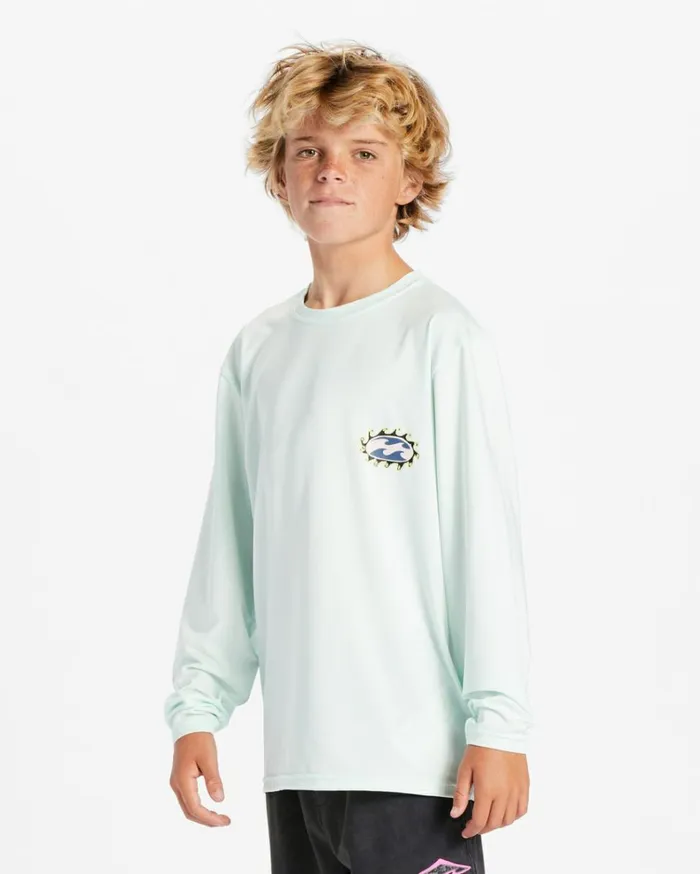 Boy039s Crayon Wave Long Sleeve UPF 50 Surf TShirt Seaglass Kids Billabong Boys039 Shorts