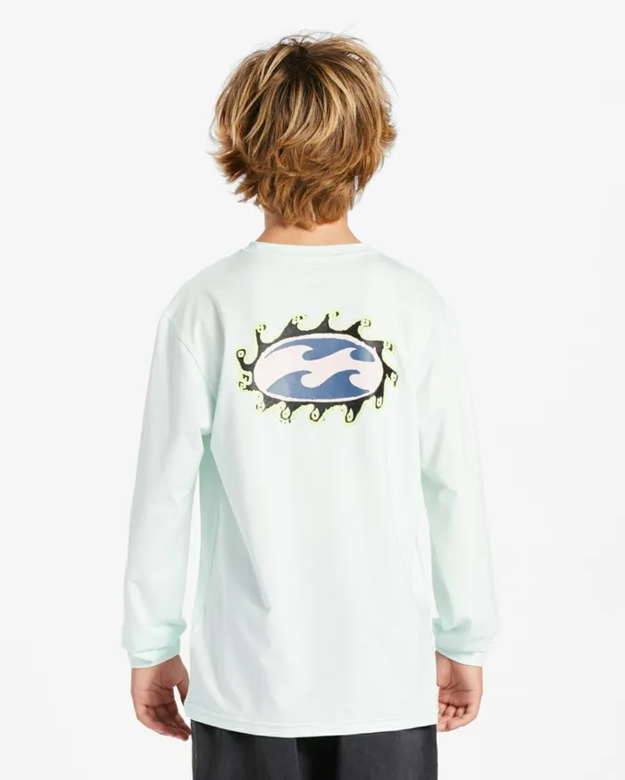 Boy039s Crayon Wave Long Sleeve UPF 50 Surf TShirt Seaglass Kids Billabong Boys039 Shorts