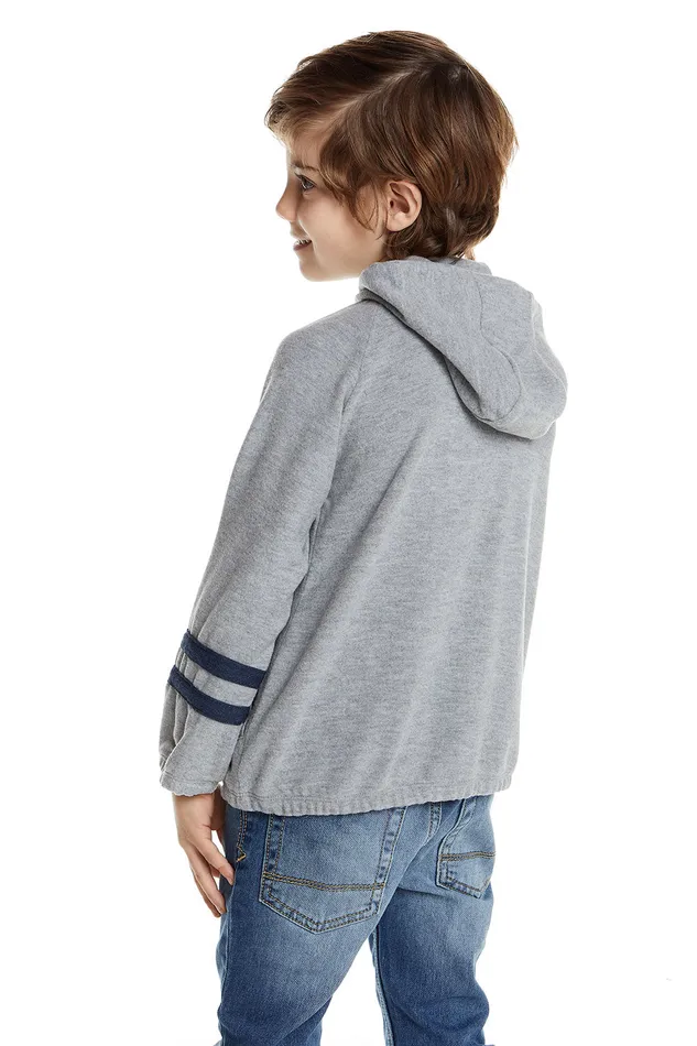 Boys Chaser Brand Love Knit Long Sleeve Zip Up Hoodie with Strappings Dresses and Skirts