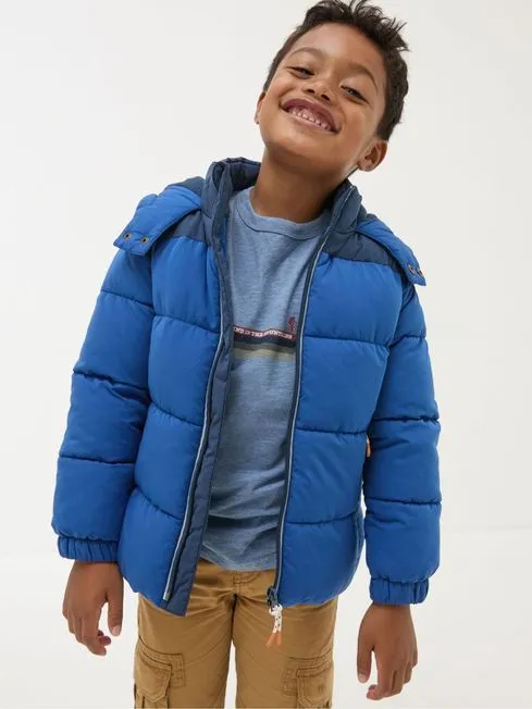 Boys Fatface Coats and Jackets Milo Cobalt Blue Hooded Padded Jacket