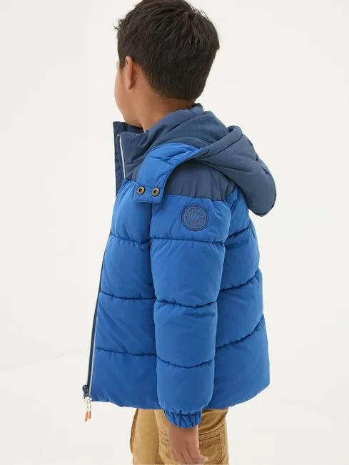 Boys Fatface Coats and Jackets Milo Cobalt Blue Hooded Padded Jacket