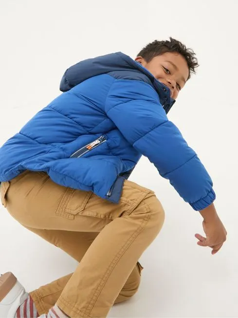 Boys Fatface Coats and Jackets Milo Cobalt Blue Hooded Padded Jacket