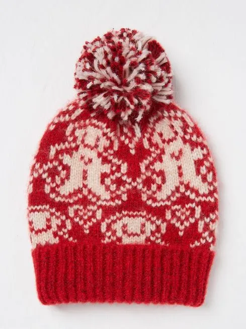 Boys Fatface Hats Gloves and Scarves Red Gingerbread Beanie Hat