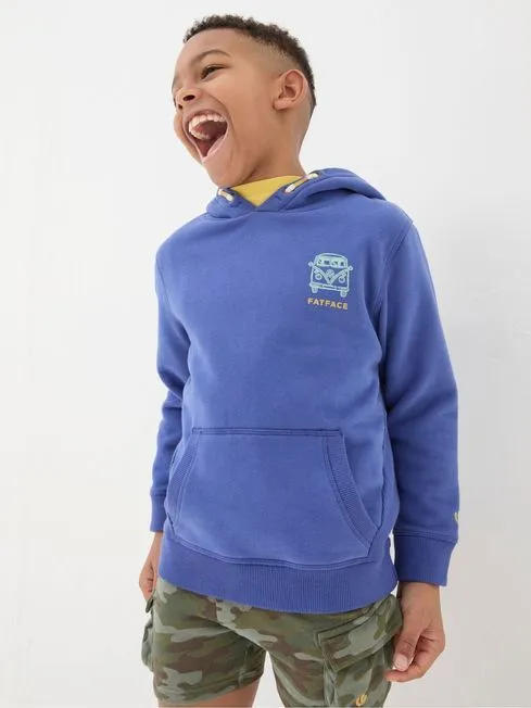 Boys Fatface Sweatshirts and Hoodies Blue Graphic Popover Hoodie