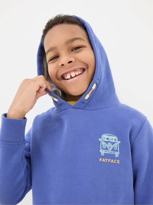 Boys Fatface Sweatshirts and Hoodies Blue Graphic Popover Hoodie