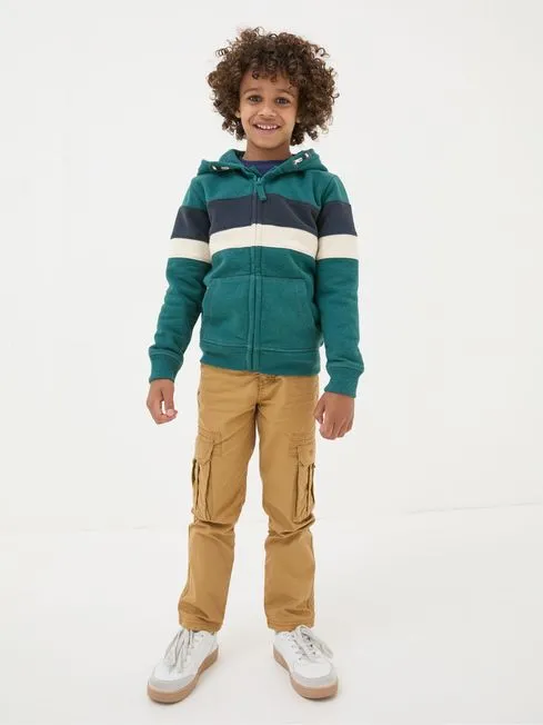 Boys Fatface Sweatshirts and Hoodies Colourblock Zip Thru Green Colourblock Zip Through Hoodie