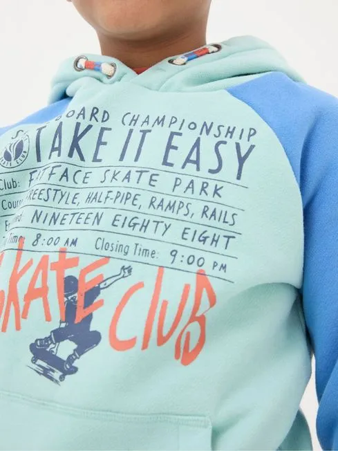 Boys Fatface Sweatshirts and Hoodies Green Skate Graphic Popover Hoodie