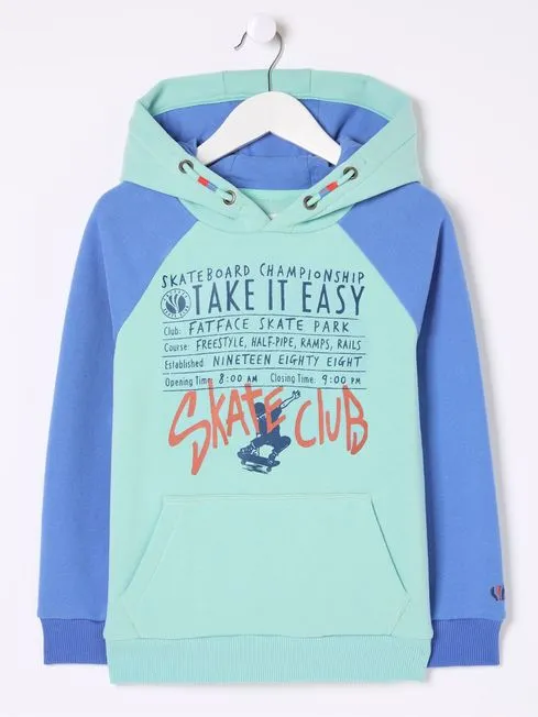 Boys Fatface Sweatshirts and Hoodies Green Skate Graphic Popover Hoodie