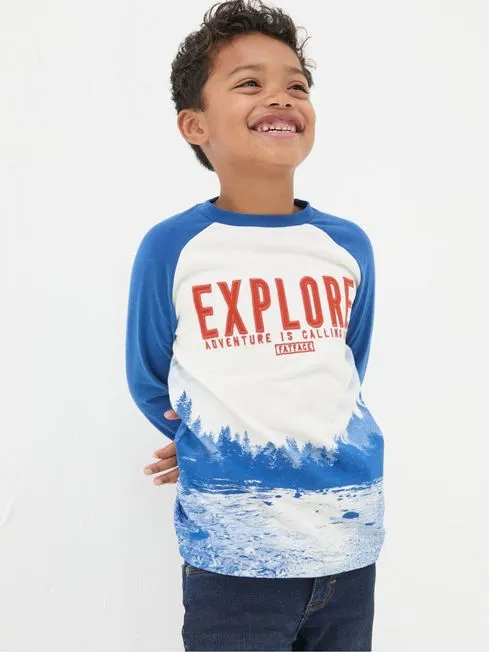 Boys Fatface TShirts and Polos Blue Explore Graphic T Shirt