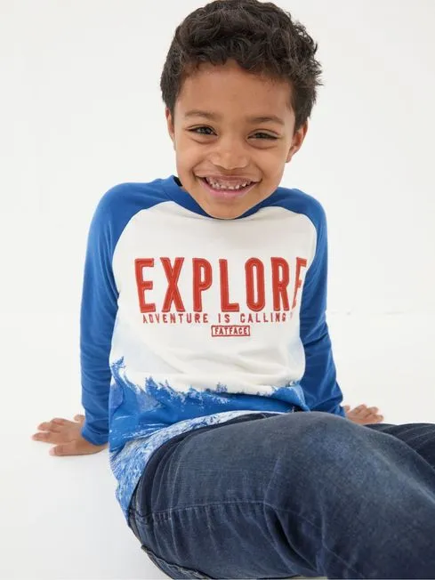 Boys Fatface TShirts and Polos Blue Explore Graphic T Shirt