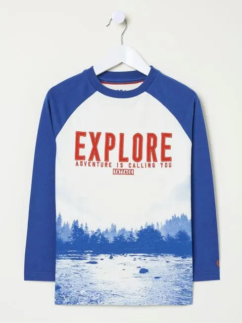 Boys Fatface TShirts and Polos Blue Explore Graphic T Shirt