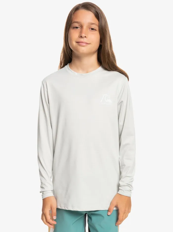 Boys Quiksilver Rashguards Boy039s 816 Heritage Heather Long Sleeve UPF 50 Surf TShirt Gray Violet Heather Boys Quiksilver Rashguards Boy039s 816 Heritage Heather Long Sleeve UPF 50 Surf TShirt Gray Violet Heather