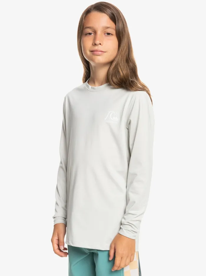 Boys Quiksilver Rashguards Boy039s 816 Heritage Heather Long Sleeve UPF 50 Surf TShirt Gray Violet Heather Boys Quiksilver Rashguards Boy039s 816 Heritage Heather Long Sleeve UPF 50 Surf TShirt Gray Violet Heather