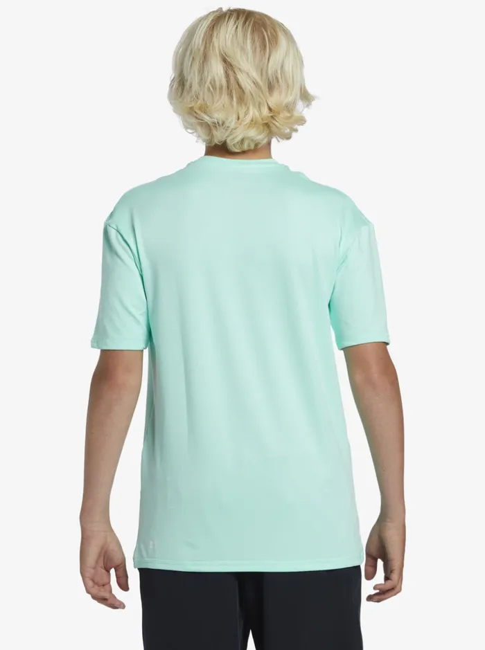 Boys Quiksilver Rashguards Boy039s 816 Solid Streak Short Sleeve UPF 50 Surf TShirt Beach Glass Boys Quiksilver Rashguards Boy039s 816 Solid Streak Short Sleeve UPF 50 Surf TShirt Beach Glass