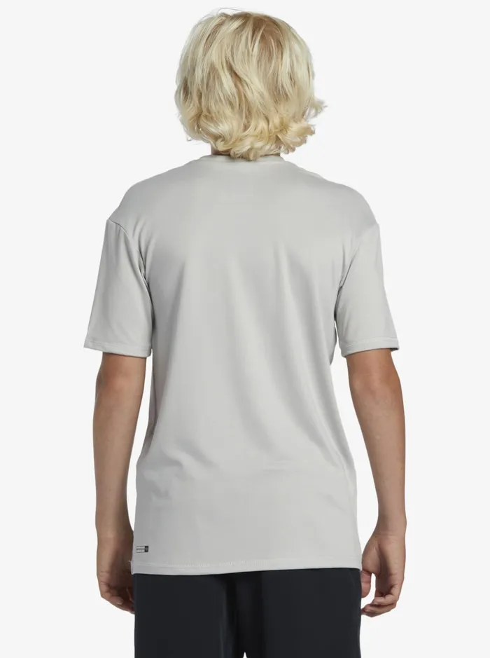 Boys Quiksilver Rashguards Boy039s 816 Solid Streak Short Sleeve UPF 50 Surf TShirt Gray Violet Boys Quiksilver Rashguards Boy039s 816 Solid Streak Short Sleeve UPF 50 Surf TShirt Gray Violet
