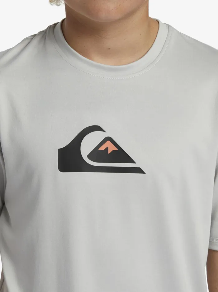 Boys Quiksilver Rashguards Boy039s 816 Solid Streak Short Sleeve UPF 50 Surf TShirt Gray Violet Boys Quiksilver Rashguards Boy039s 816 Solid Streak Short Sleeve UPF 50 Surf TShirt Gray Violet