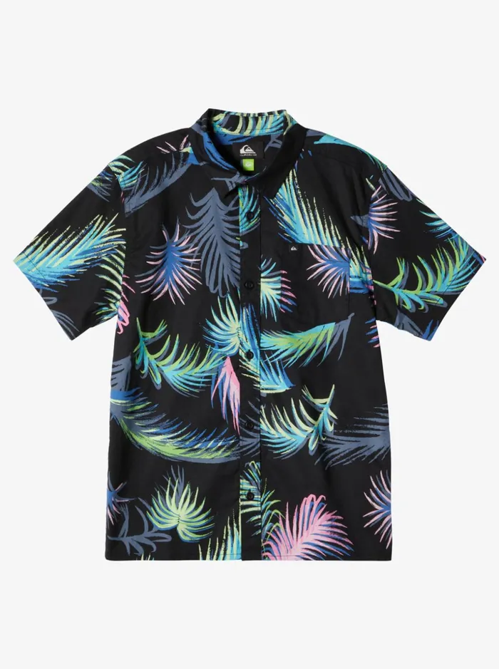 Boys Quiksilver Shirts Tropical Glitch Short Sleeve Shirt Black Tropical Glitch