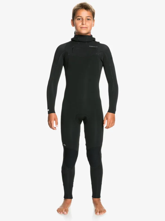 Boys Quiksilver Wetsuits Boy039s 816 43mm Everyday Sessions Hooded Chest Zip Wetsuit Black