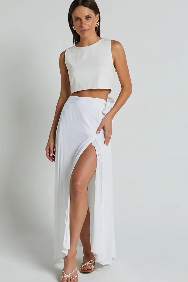 Break A Leg Maxi Skirt 8211 Wrap Tie Skirt In White Women Showpo Curve Clothes