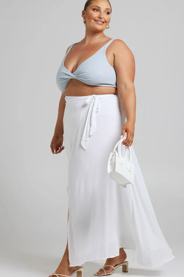 Break A Leg Maxi Skirt 8211 Wrap Tie Skirt In White Women Showpo Curve Clothes