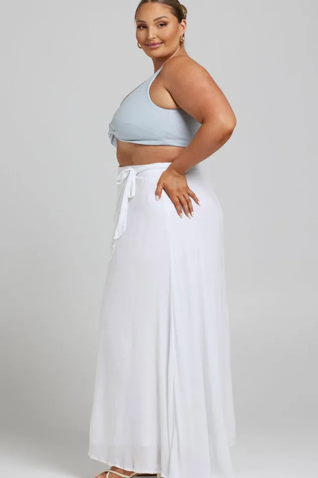 Break A Leg Maxi Skirt 8211 Wrap Tie Skirt In White Women Showpo Curve Clothes