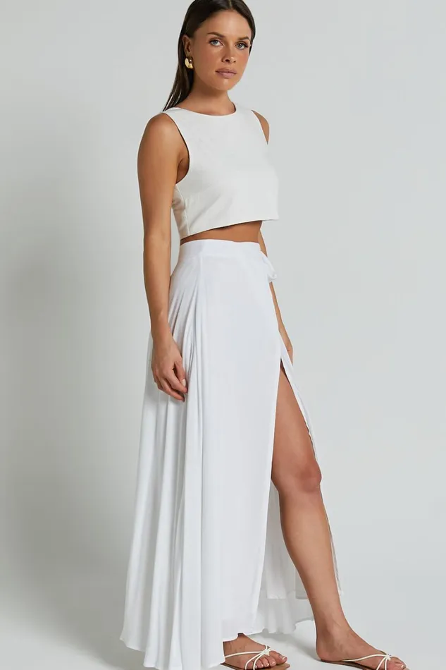 Break A Leg Maxi Skirt 8211 Wrap Tie Skirt In White Women Showpo Curve Clothes