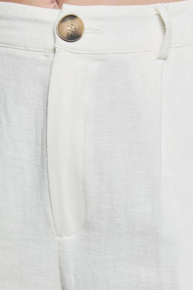 Bree Pants 8211 Linen Look Mid Rise Relaxed Straight Leg Tailored Trousers In White Women Showpo Conscious