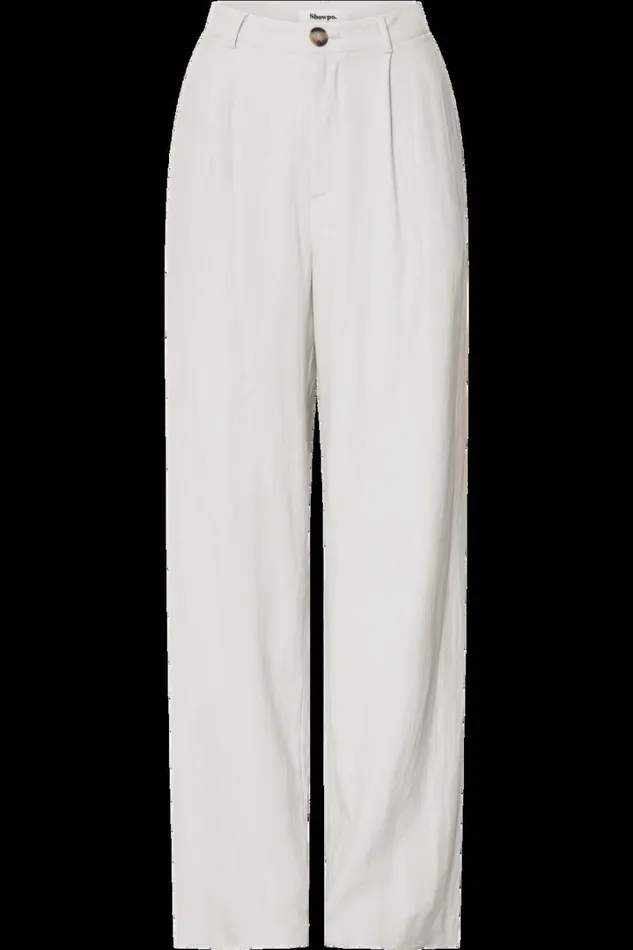 Bree Pants 8211 Linen Look Mid Rise Relaxed Straight Leg Tailored Trousers In White Women Showpo Conscious