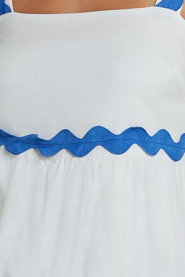 Brenda Midi Dress 8211 Sleeveless Straight Neck Wave Detail A Line Dress In White Women Showpo Dresses