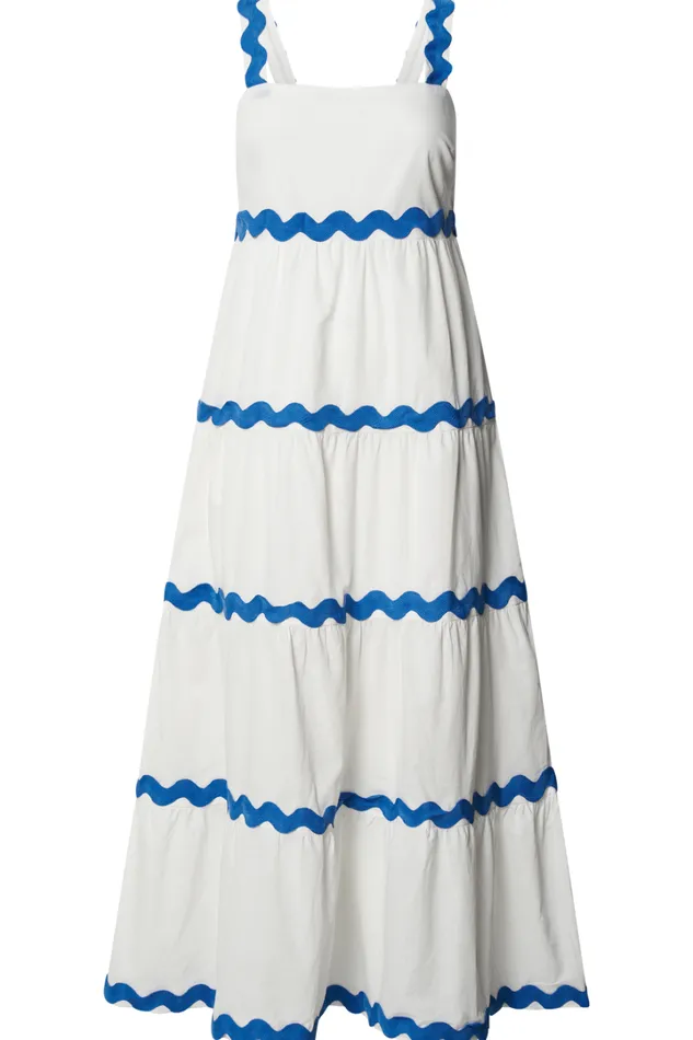 Brenda Midi Dress 8211 Sleeveless Straight Neck Wave Detail A Line Dress In White Women Showpo Dresses
