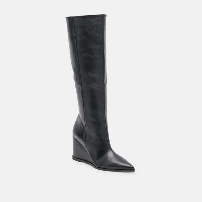 Bruce Boots Black Leather Women Dolce Vita Boots and Booties