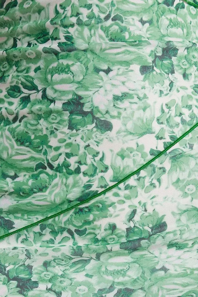 Brunetta Midi Dress 8211 Strapless Mesh Dress In Green Furnishing Florals Women Showpo Curve Clothes