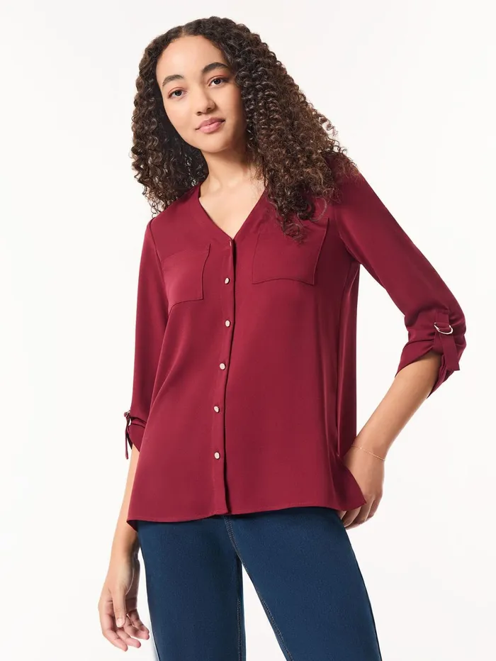 ButtonFront Collarless Tunic Crepe De Chine Women Jones New York Sale