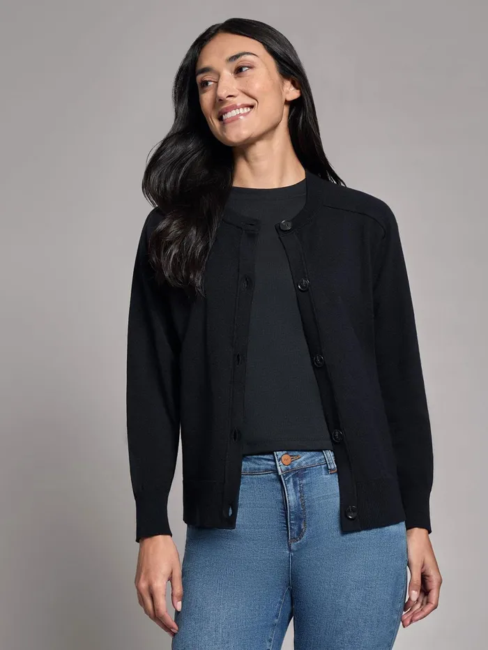ButtonFront Saddle Shoulder Cardigan Women Jones New York Sweaters and Cardigans