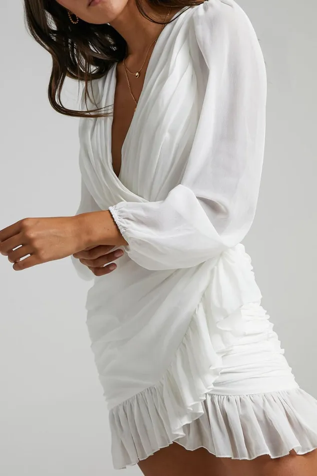 Can I Be Your Honey Mini Dress 8211 Plunge Balloon Sleeve Dress In White Women Showpo Curve Clothes Can I Be Your Honey Mini Dress 8211 Plunge Balloon Sleeve Dress In White Women Showpo Curve Clothes