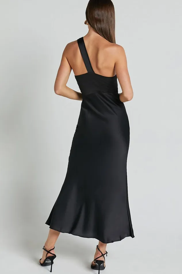 Carmella Midi Dress 8211 One Shoulder Twist Detail Dress In Black Women Showpo Dresses