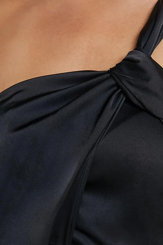 Carmella Midi Dress 8211 One Shoulder Twist Detail Dress In Black Women Showpo Dresses