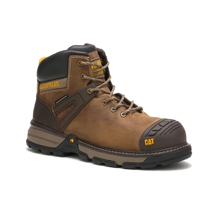 Cat Footwear Boots Men039s Excavator Superlite Waterproof Carbon Composite Toe Work Boot Dark Beige 8211 Men