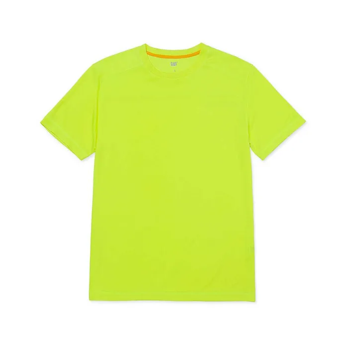Cat Footwear Tops and Outerwear Men039s Coolmax Short Sleeve Tee Hivis Yellow 8211 Men