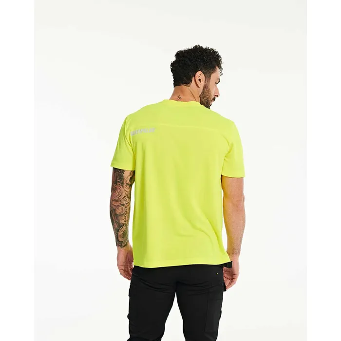 Cat Footwear Tops and Outerwear Men039s Coolmax Short Sleeve Tee Hivis Yellow 8211 Men