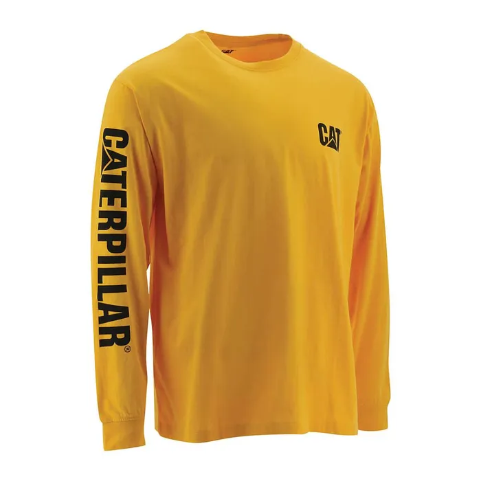 Cat Footwear Tops and Outerwear Men039s Trademark Banner Long Sleeve Tee Yellow 8211 Men
