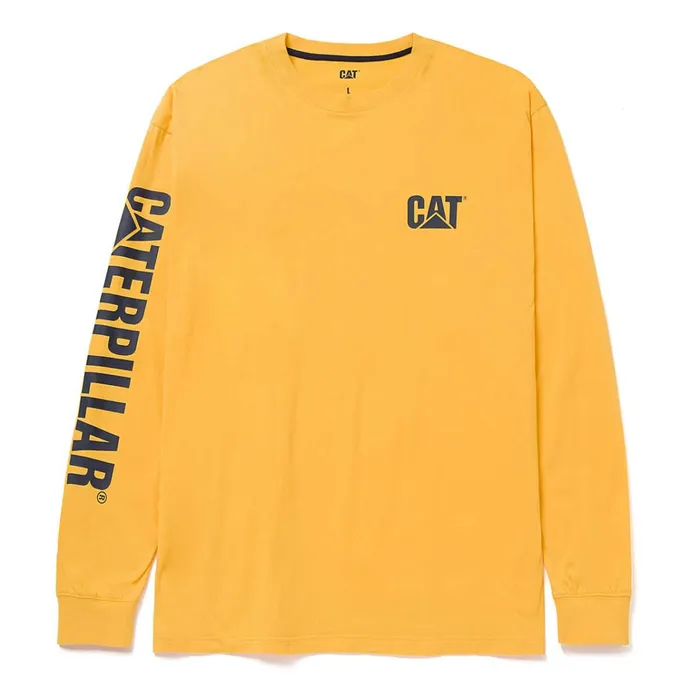 Cat Footwear Tops and Outerwear Men039s Trademark Banner Long Sleeve Tee Yellow 8211 Men